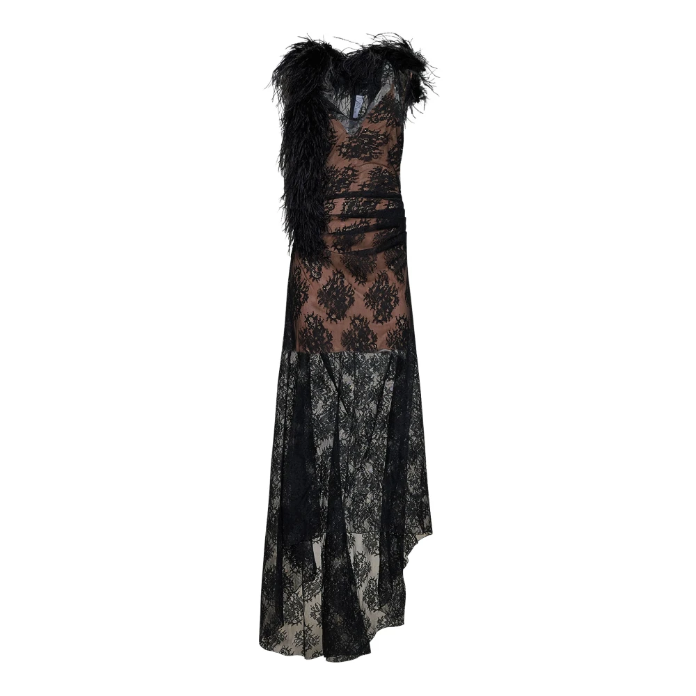 Giuseppe Di Morabito Asymmetric Feather-Trim Gown - Female - Gowns - Black - M - Dresses