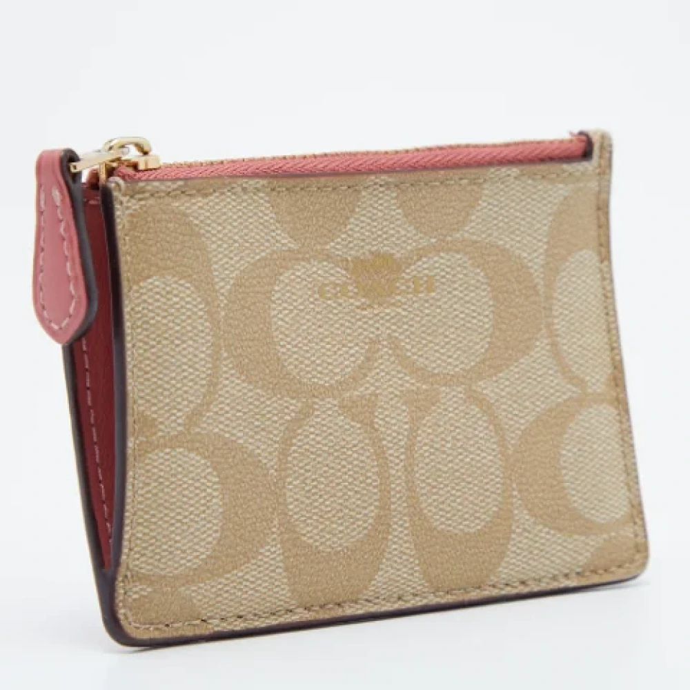 Coach Pre-owned Coated canvas wallets Beige Dames