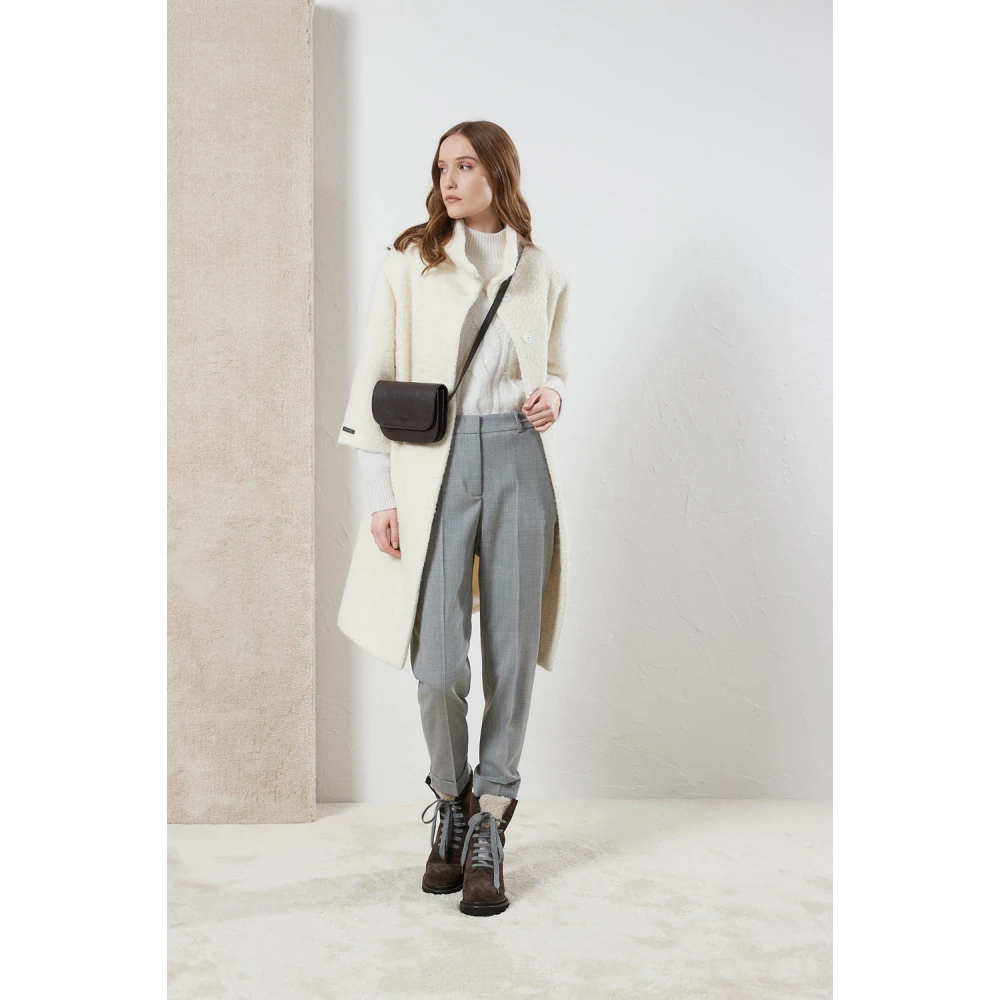 PESERICO Stretch wollen sigarettenbroek Gray Dames
