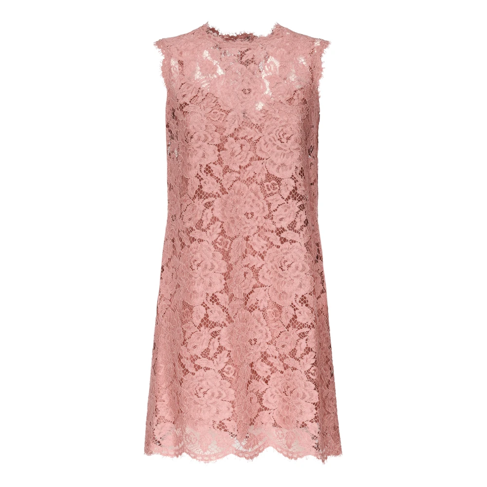 Dolce & Gabbana Roze Bloemenkant A-Lijn Jurk Pink Dames