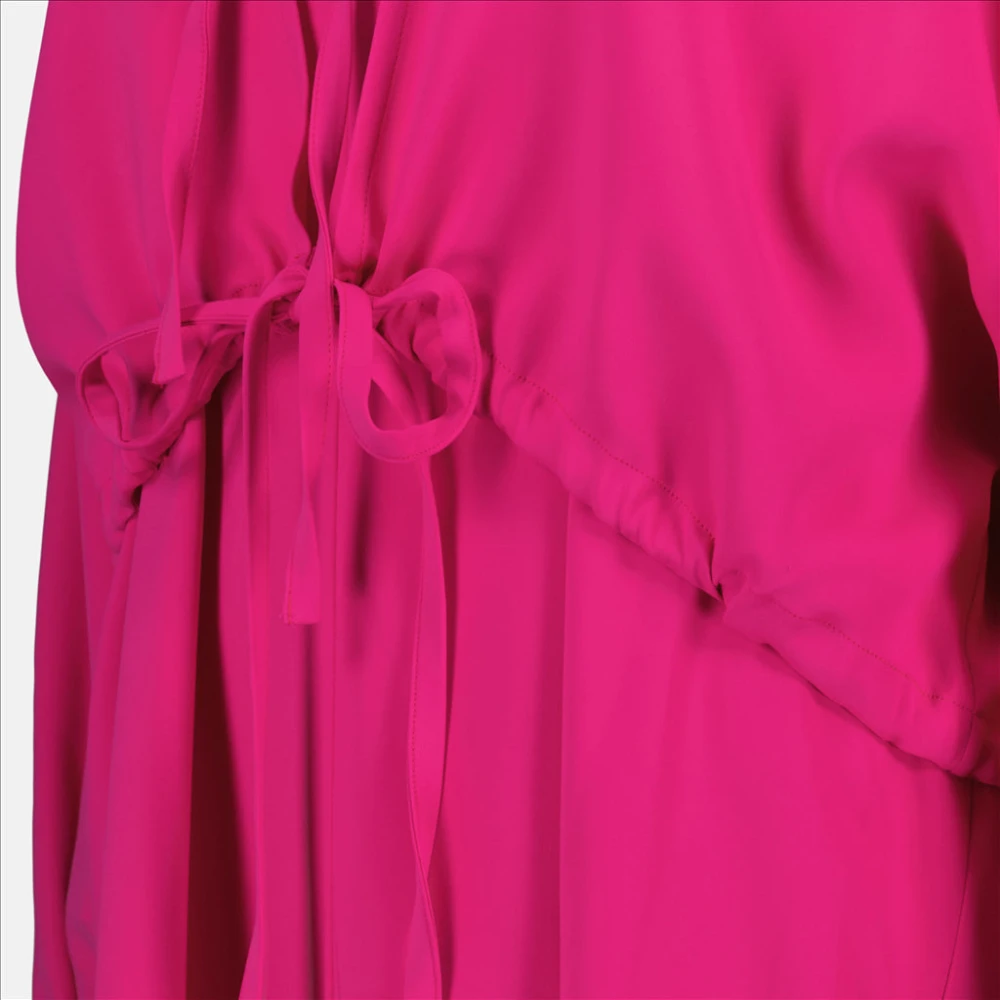 Ami Paris Viscose jurk met klassieke kraag en knoopzoom Pink Dames
