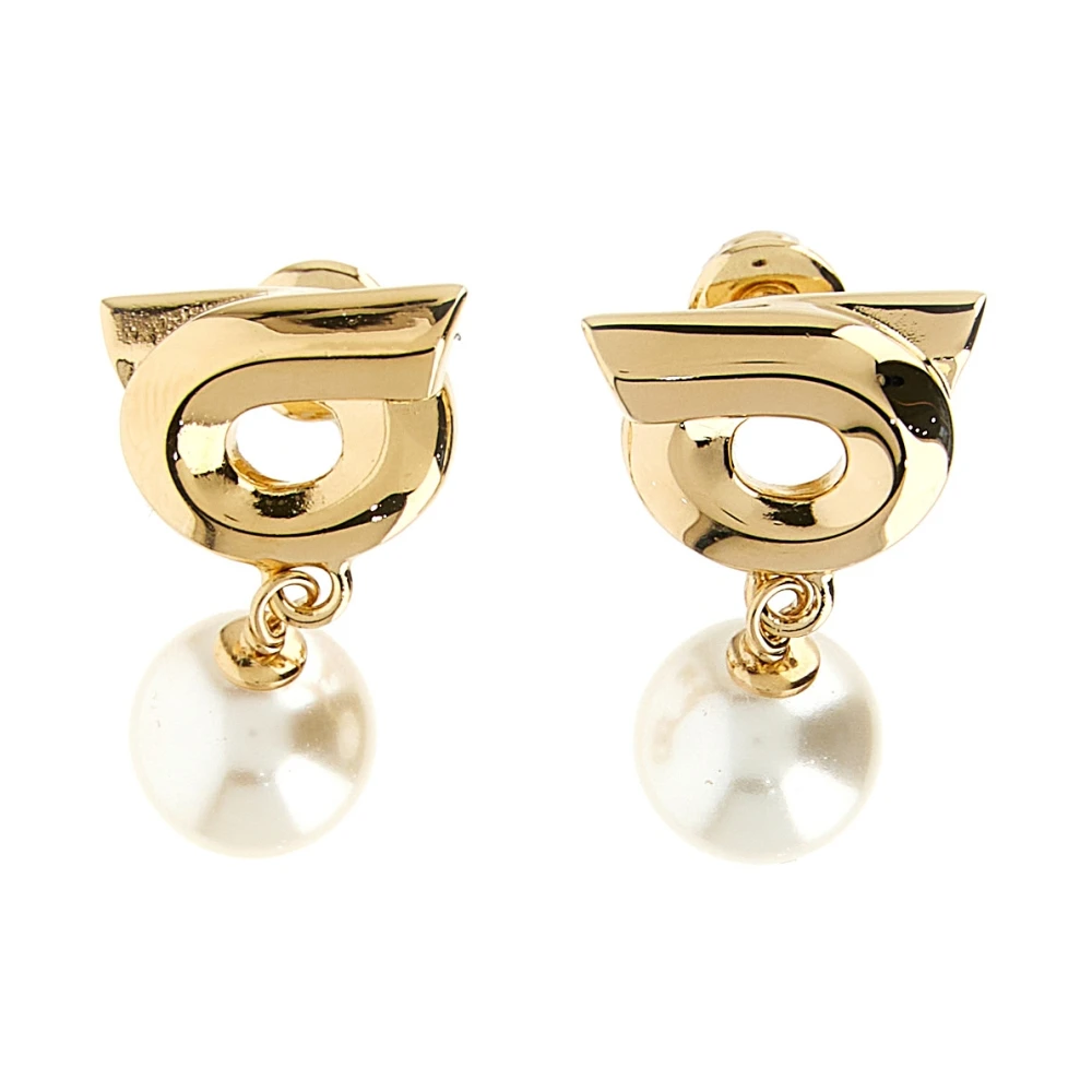 Ferragamo Women's Yellow Gancini Dancing Pearl Earrings