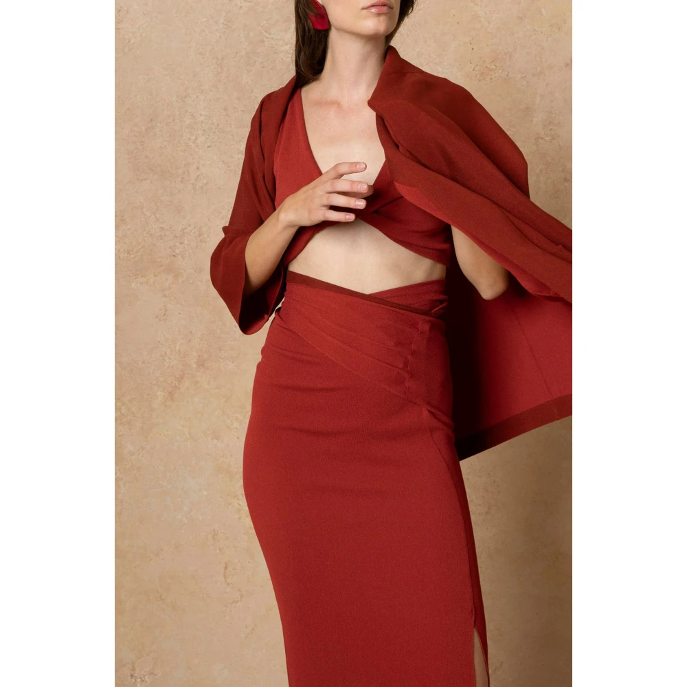 Cortana Wikkel midi rok karmijnrood Red Dames