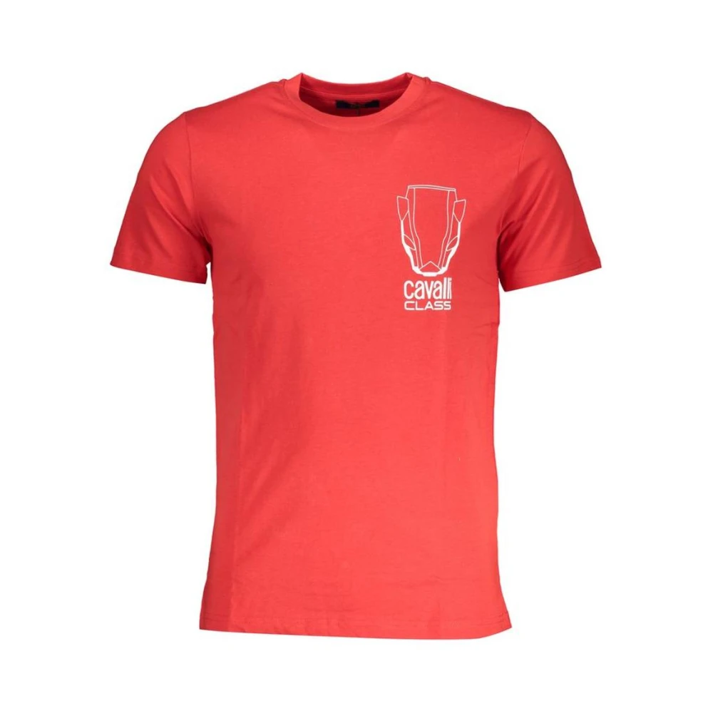 Cavalli Class Men's Red Cotton T-Shirt With Logo Print