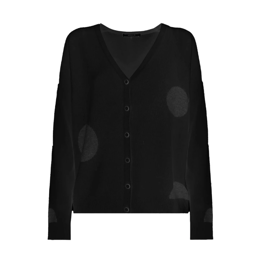 Kocca Cardigan met geometrisch patroon en knoopaccenten Black Dames