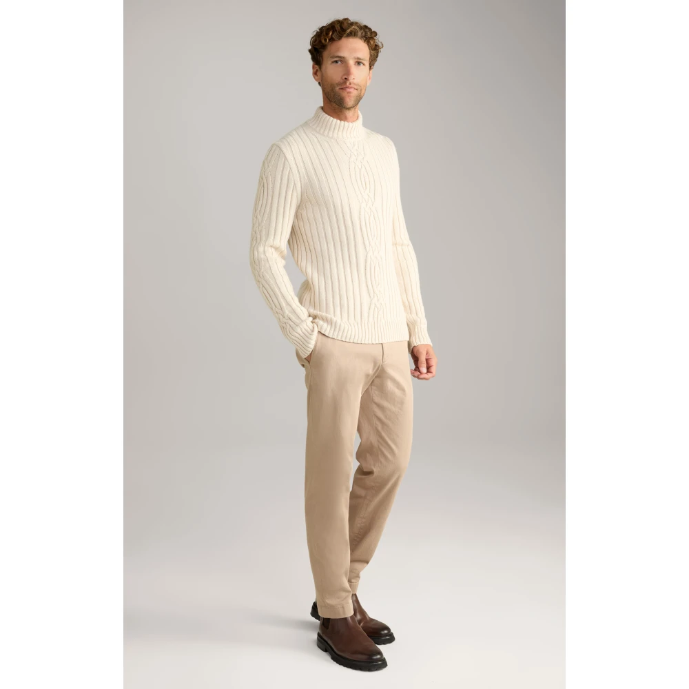 Joop! Heren Gebreide Trui met Verticaal Patroon Beige Heren