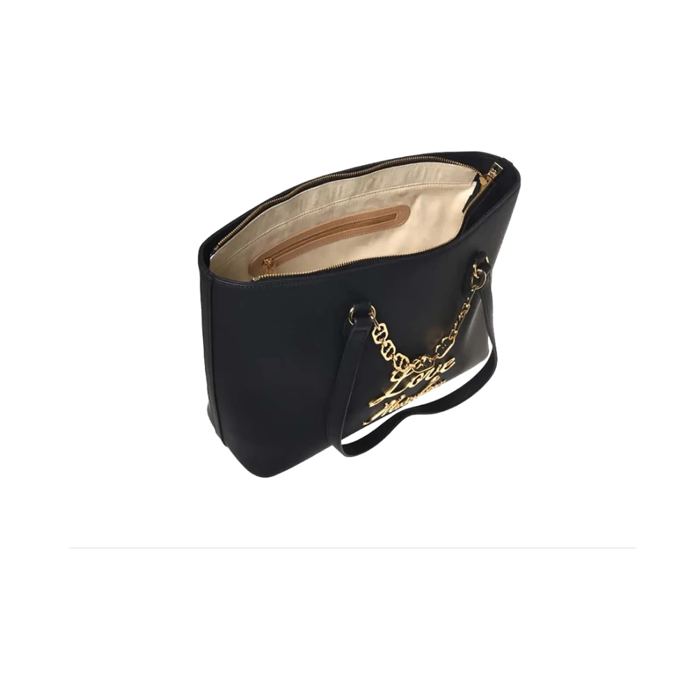 Moschino Zwarte schoudertas met gouden details Black Dames