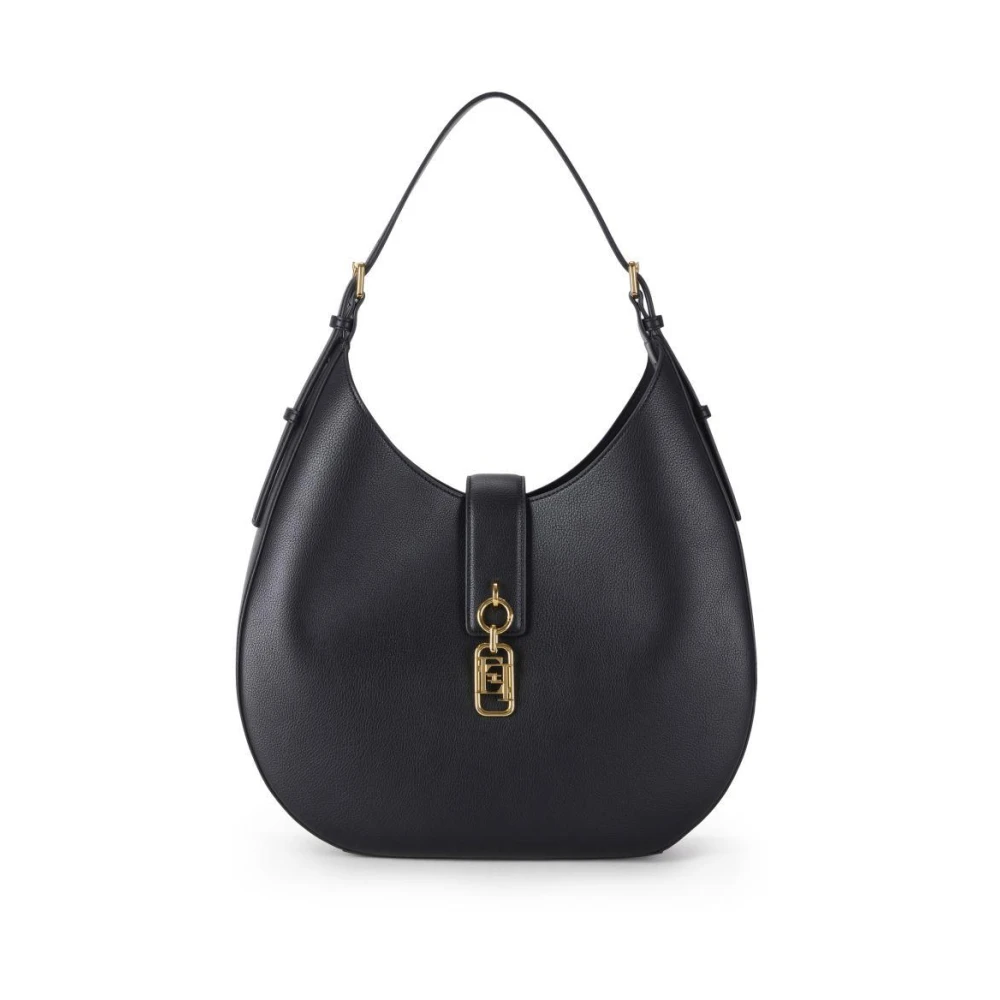 Elisabetta Franchi Women's Black Round Hobo Bag With Charm - Shoulder Bags - One Size - Bags