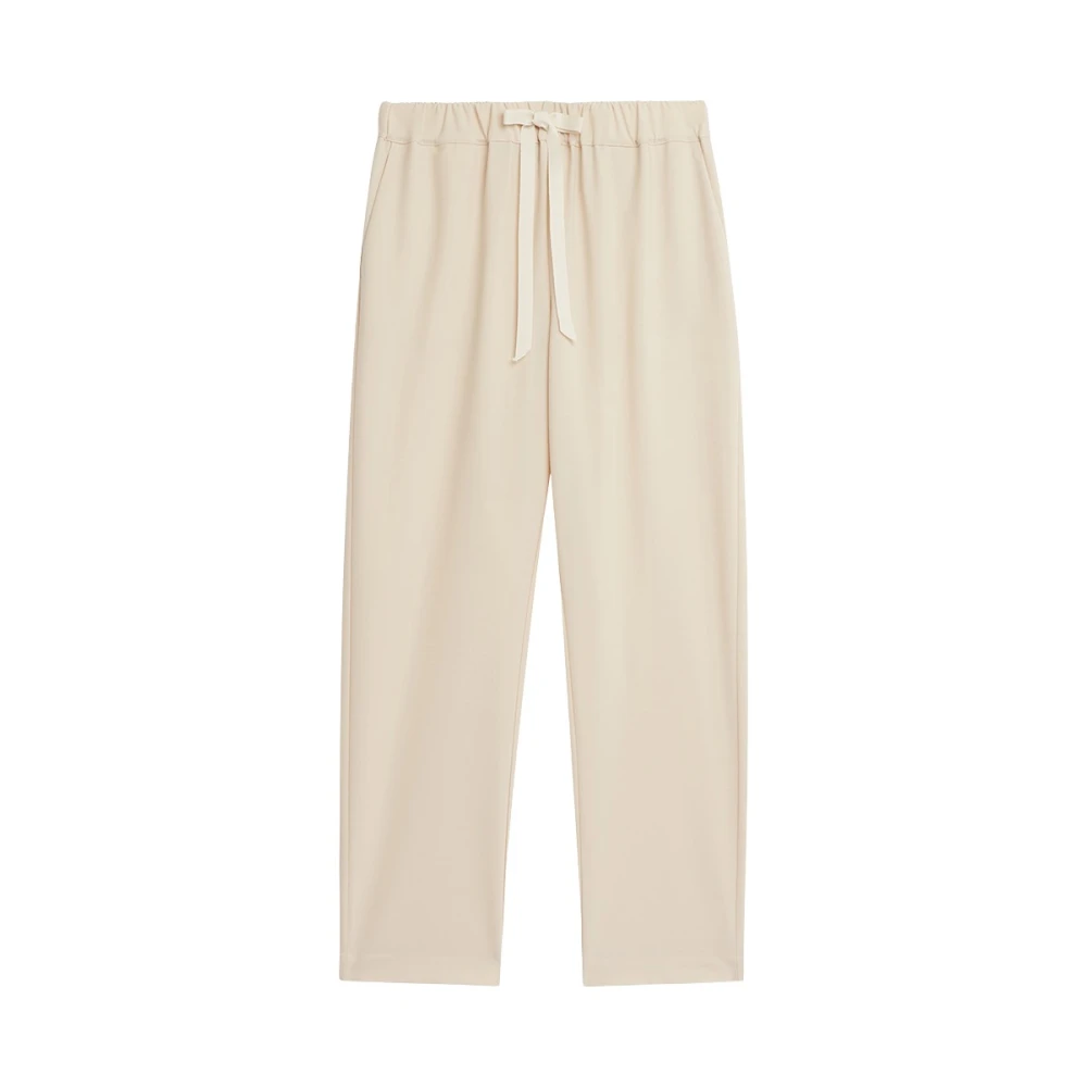 Semicouture Elastische Taille Wollen Broek Beige Dames