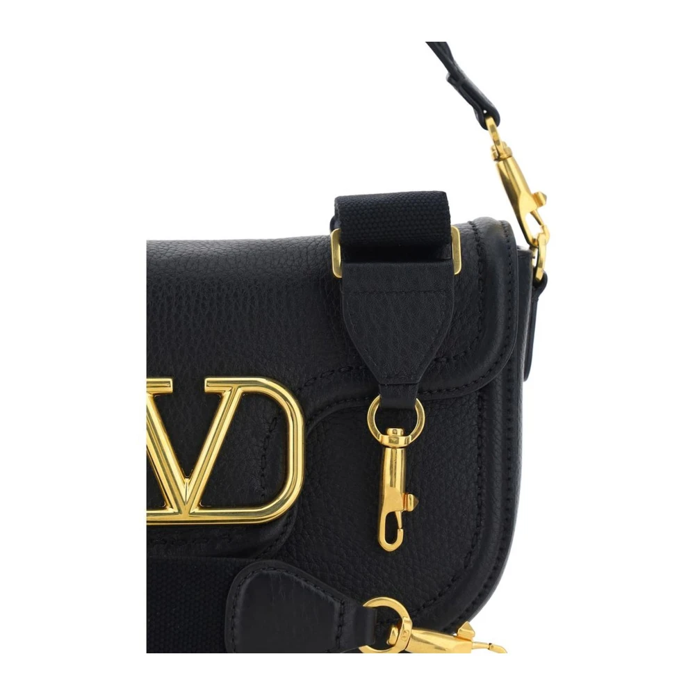 Valentino Garavani Kalfsleren Handtas met Magneetsluiting Black Dames
