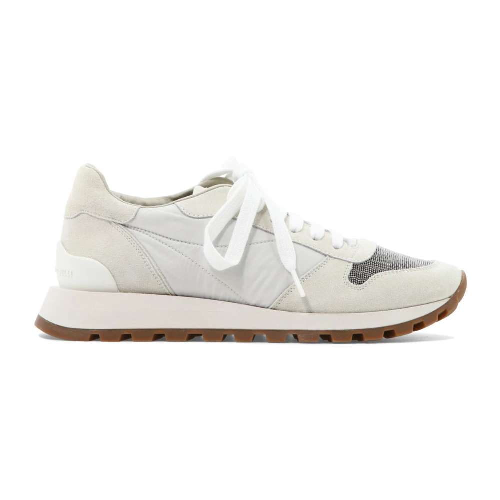 Brunello Cucinelli Witte Sneakers Stijlvol Slip-On Ontwerp Dames Schoenen