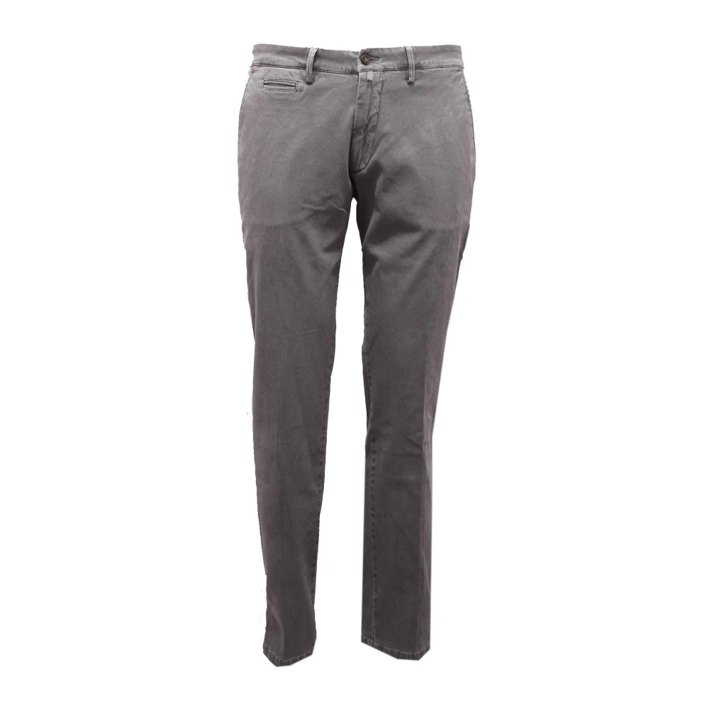 Briglia Men's Grey Slim Fit Textured Cotton Trousers