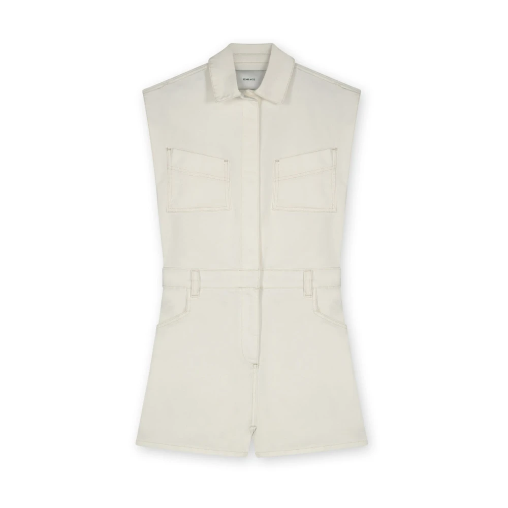 Homage Witte Denim Mouwloze Playsuit White Dames