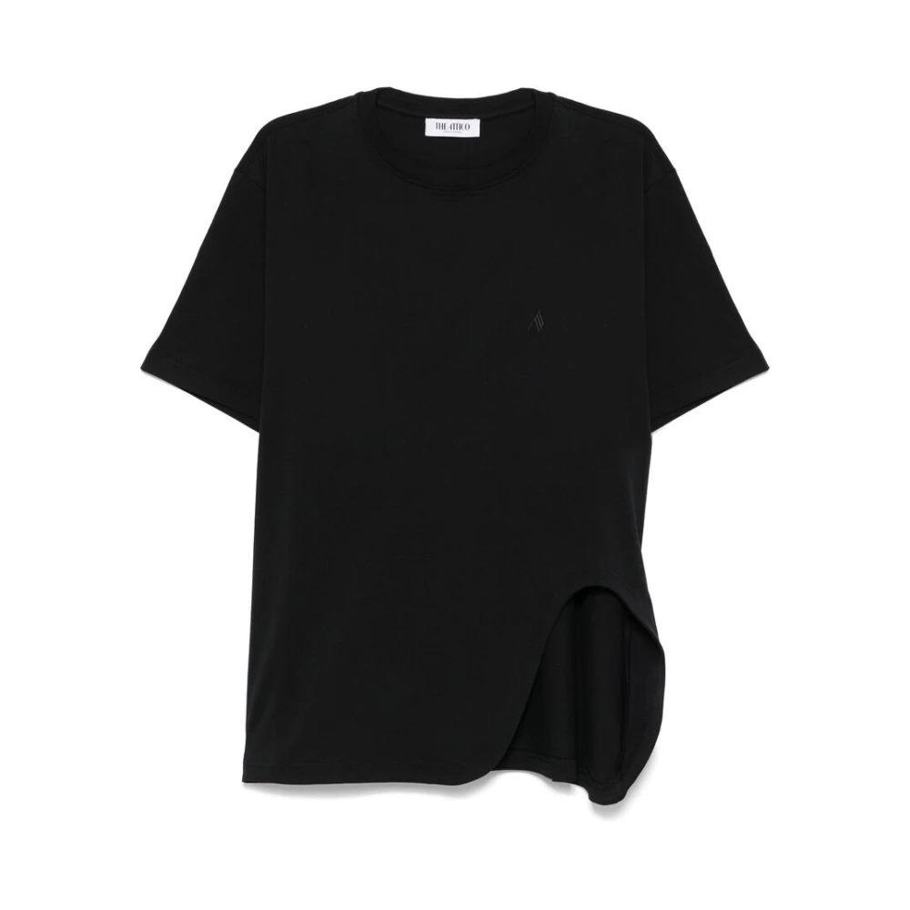 The Attico Zwarte Crew Neck T-shirt met Geborduurd Logo Black Dames