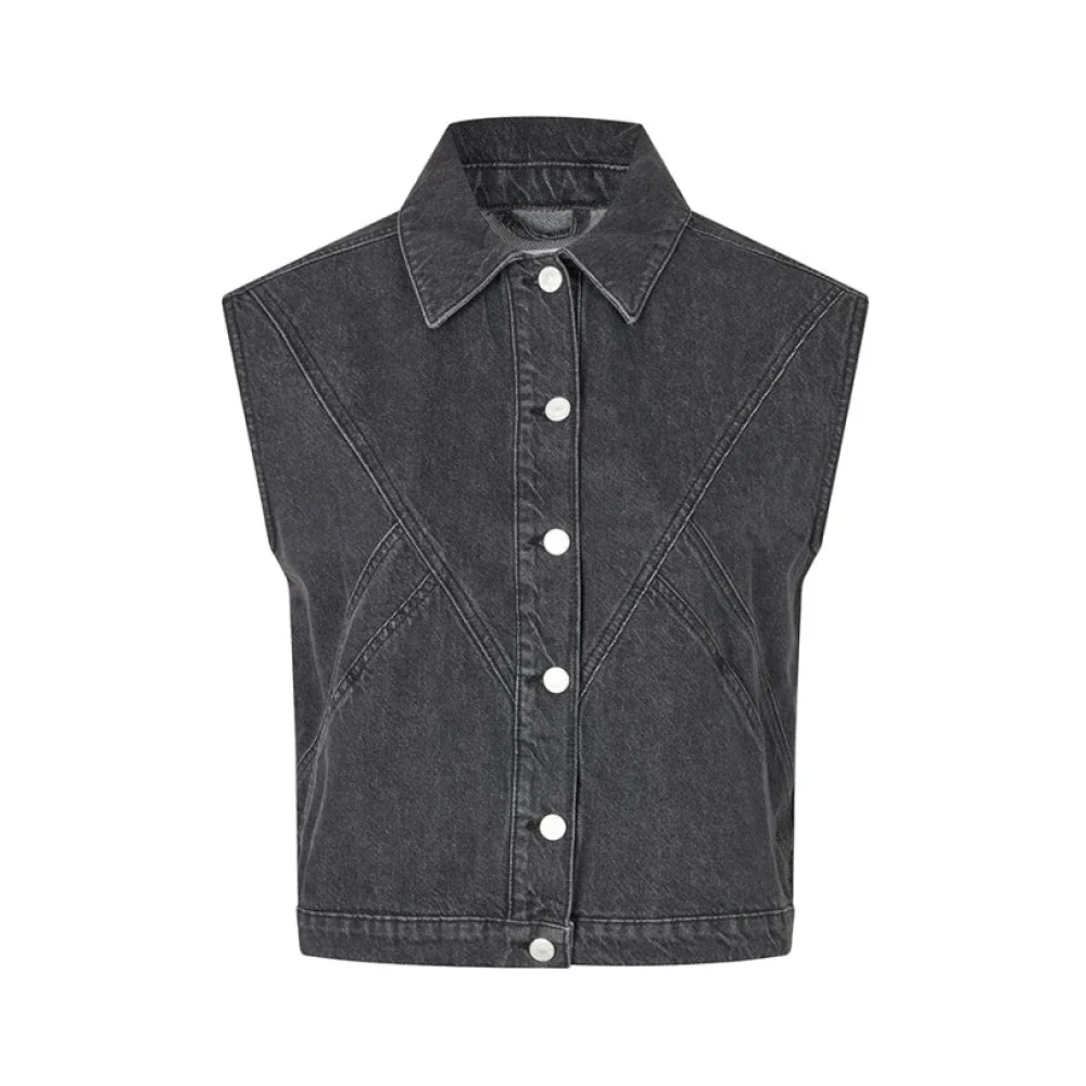 MbyM Zwart Denim Gilet Gray Dames
