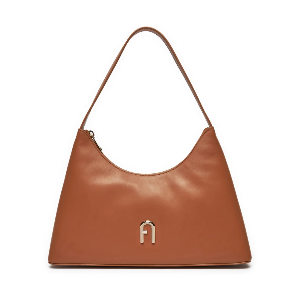 Furla Vrouw Bruin Tassen Dames, One Size, Leer, Diamante Logo Schoudertas