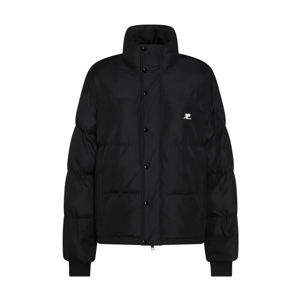 Courrèges Zwarte Donsjas met Hoge Kraag Black Dames
