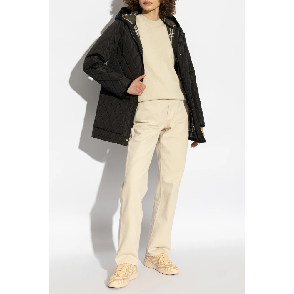 Burberry Gewatteerde jas met capuchon Black Dames