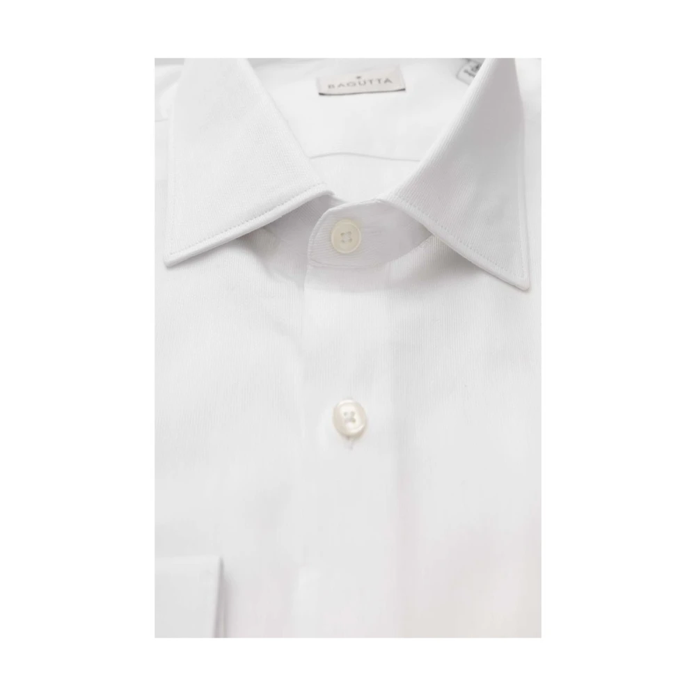 Bagutta Witte Franse Kraag Katoenen Overhemd White Heren