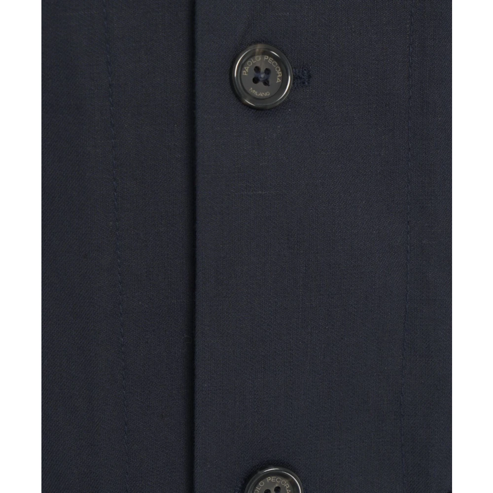 Paolo Pecora Blauwe Linnen Blend Overshirt Jas Blue Heren