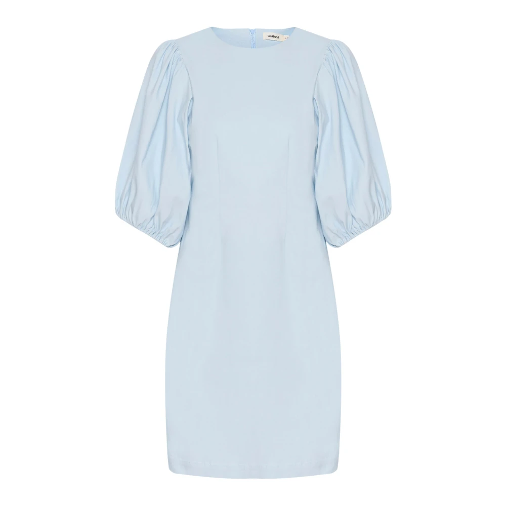 Soaked in Luxury Vrouwelijke Jurk met Pofmouwen Blue Dames