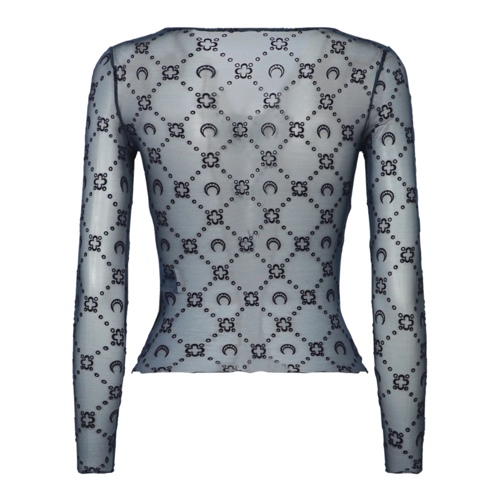 Marine Serre Mesh Crescent Moon Crop Top Blue Dames