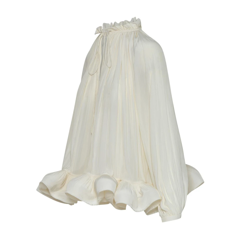 Lanvin Elegante Polyester Blouse met Gerimpelde Kraag White Dames