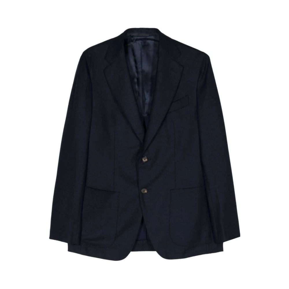 Caruso Navy Blauwe Wollen Jas Blue Heren