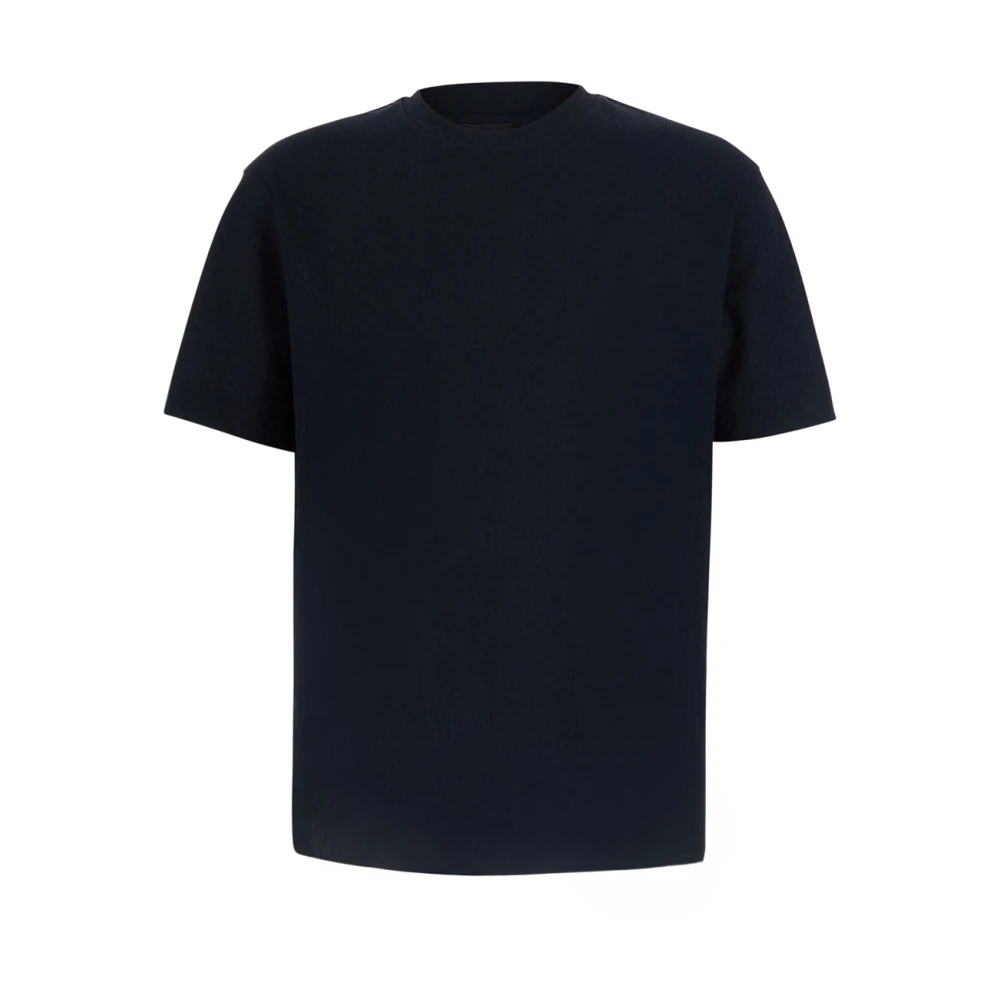 Emporio Armani T Shirt En Coton Jacquard Homme Tops Bleu L