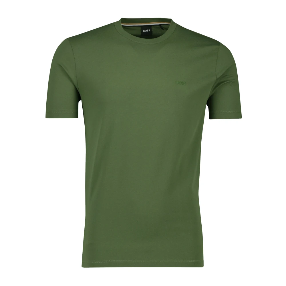 Hugo Boss Groene Katoenen Logo Print T-shirt Thompson 01 Green Heren