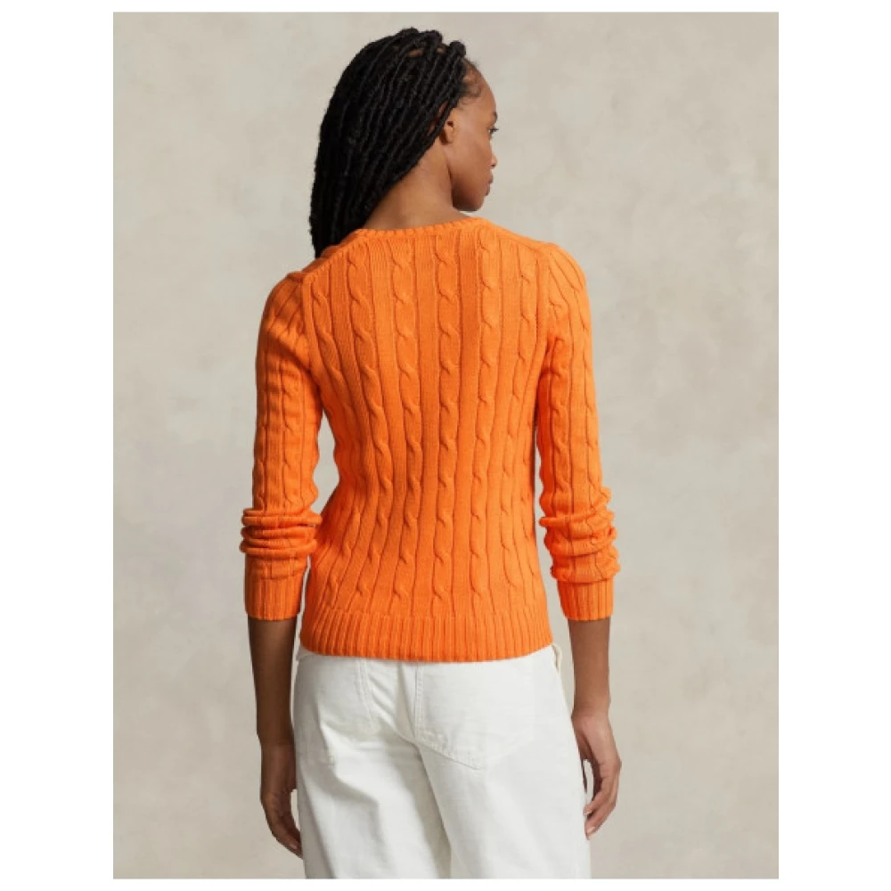 Polo Ralph Lauren Gedraaide Katoenen V-hals Trui Kimberly Orange Dames