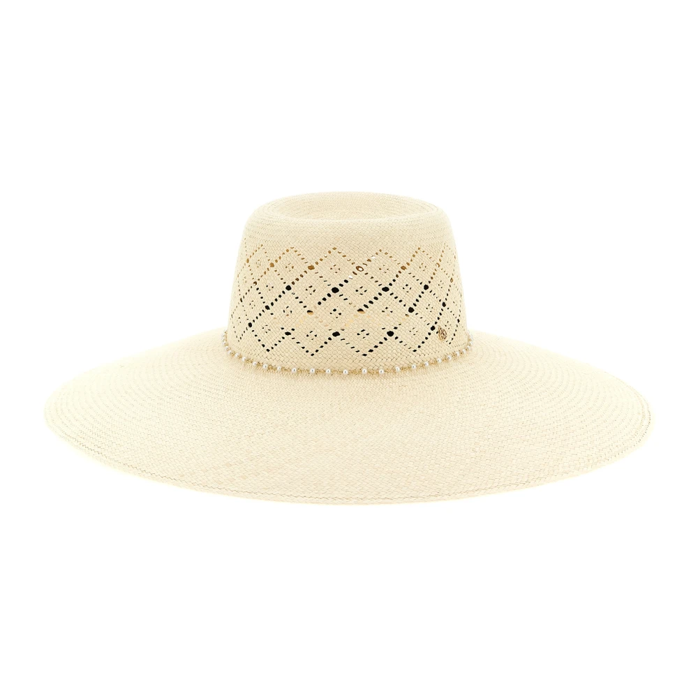 Maison Michel Women's Beige Accessories, S, Blanche Hat