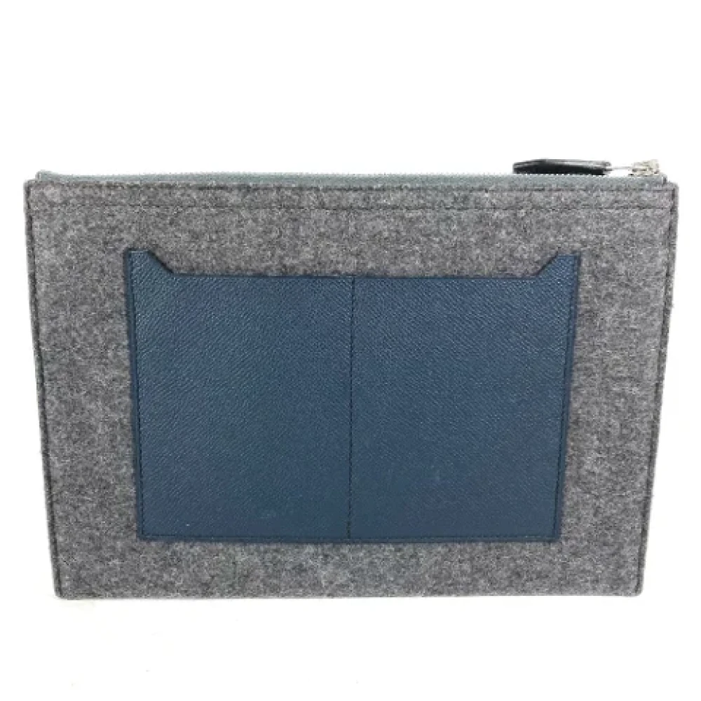 Hermès Vintage Pre-owned Fabric clutches Gray Heren