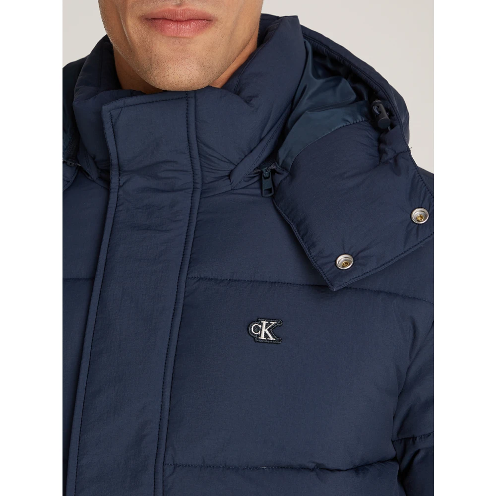 Calvin Klein Grijze Essential Hooded Jas Blue Heren