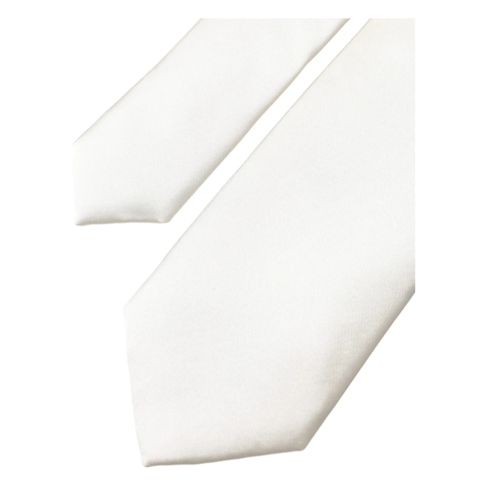 Dolce & Gabbana Verstelbare Zijden Stropdas Wit Logodetails White Heren