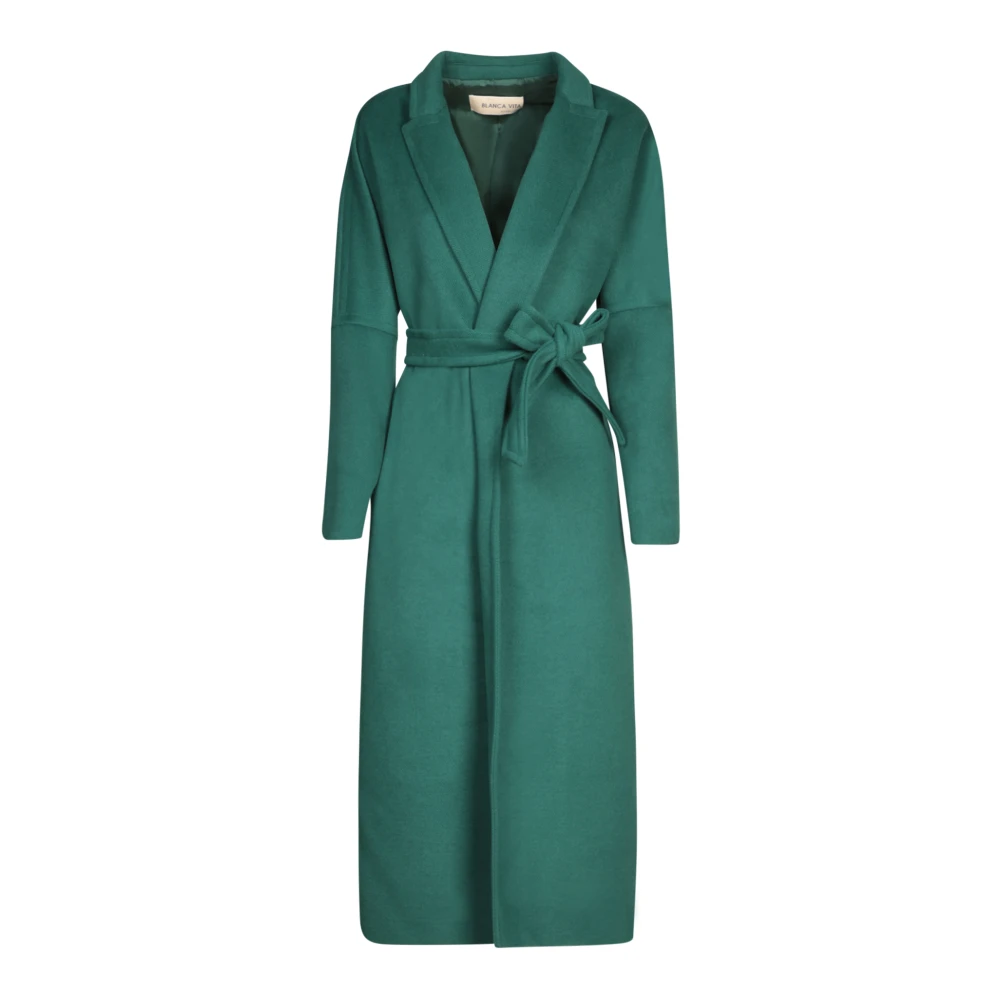 Blanca Vita Groene Wollen Jas Elegante Winterstijl Green Dames