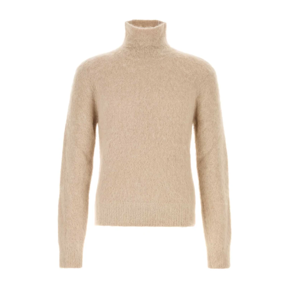 Ami Paris Mohair Blend Cappuccino Sweater Beige Heren