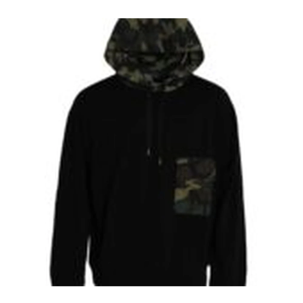 Dolce & Gabbana Camouflage Hoodie met Gerepareerde Mouwen Black Heren