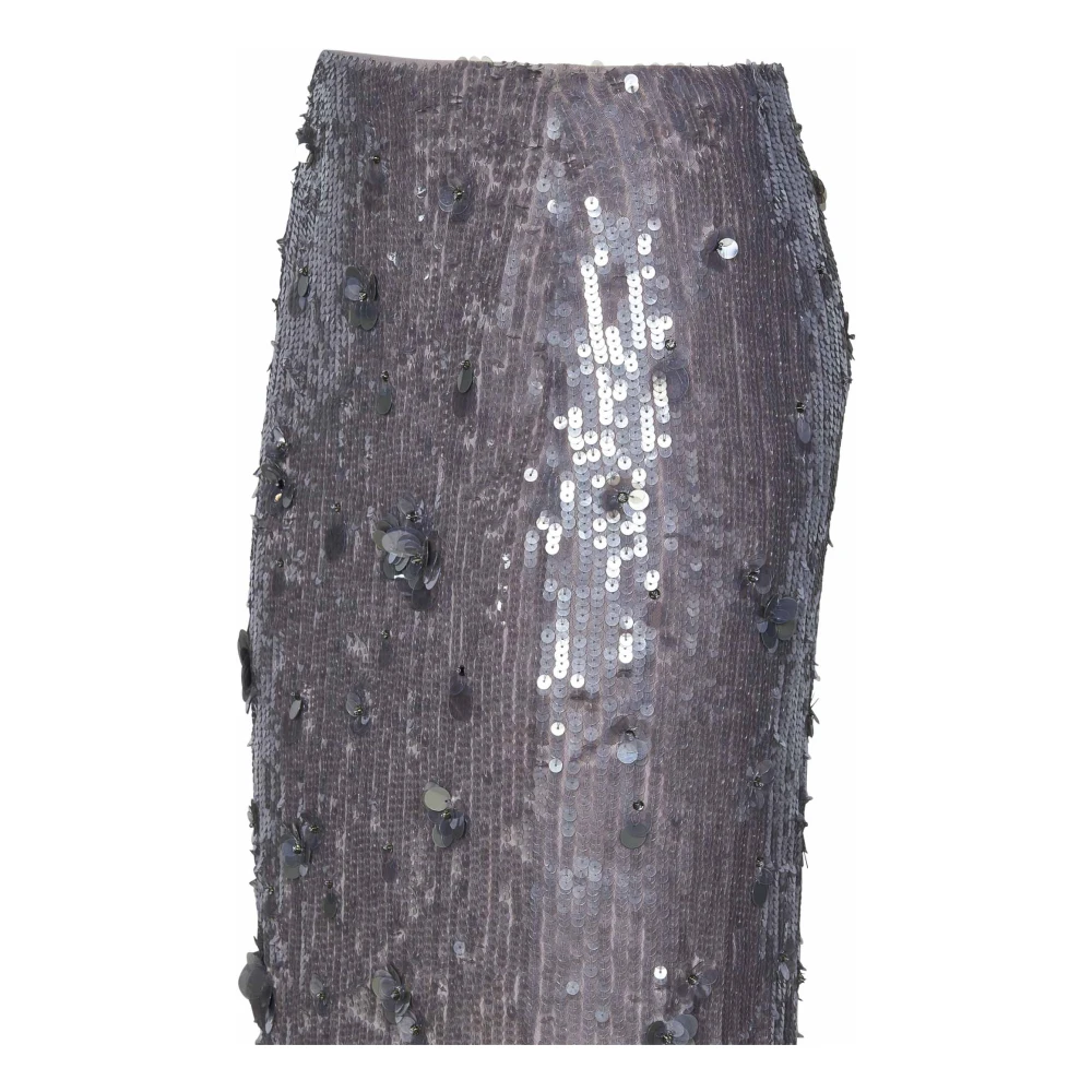 P.a.r.o.s.h. Grijze Midi Rok met Pailletten Borduurwerk Gray Dames