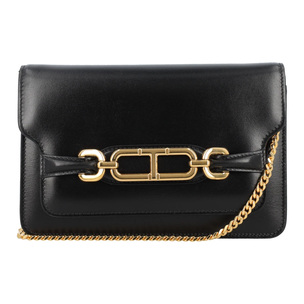 Tom Ford Zwarte Leren Schoudertas met Ketting Black Dames