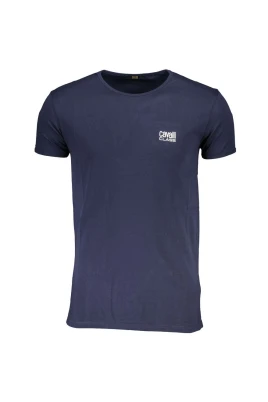 Blå Bomull Tryckt Logotyp T-shirt