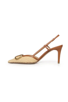 VLogo Signature Raffia Slingback Pump