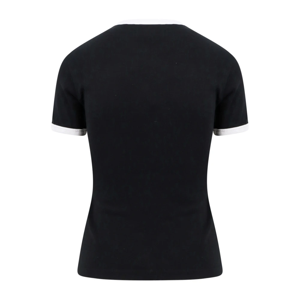 Courrèges Zwart Crew-neck T-shirt met Geborduurd Logo Black Dames