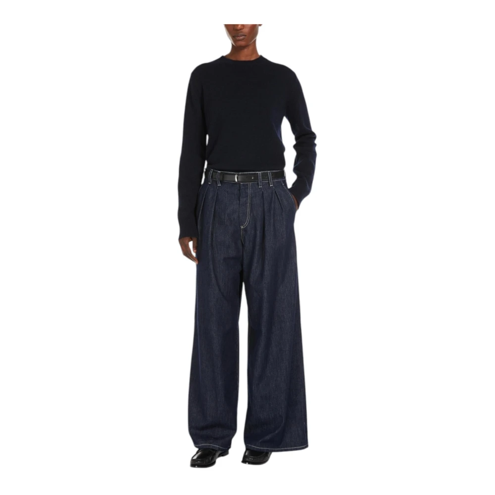 Max Mara Studio Wijde Pijp Indigo Denim Jeans Blue Dames