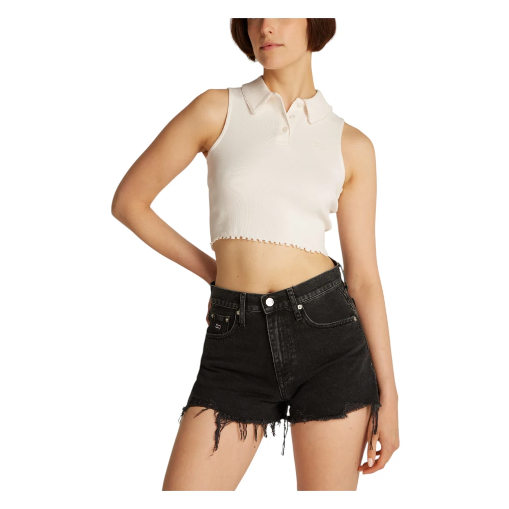 Tommy Jeans Mouwloze knoopsluiting top voor vrouwen White Dames