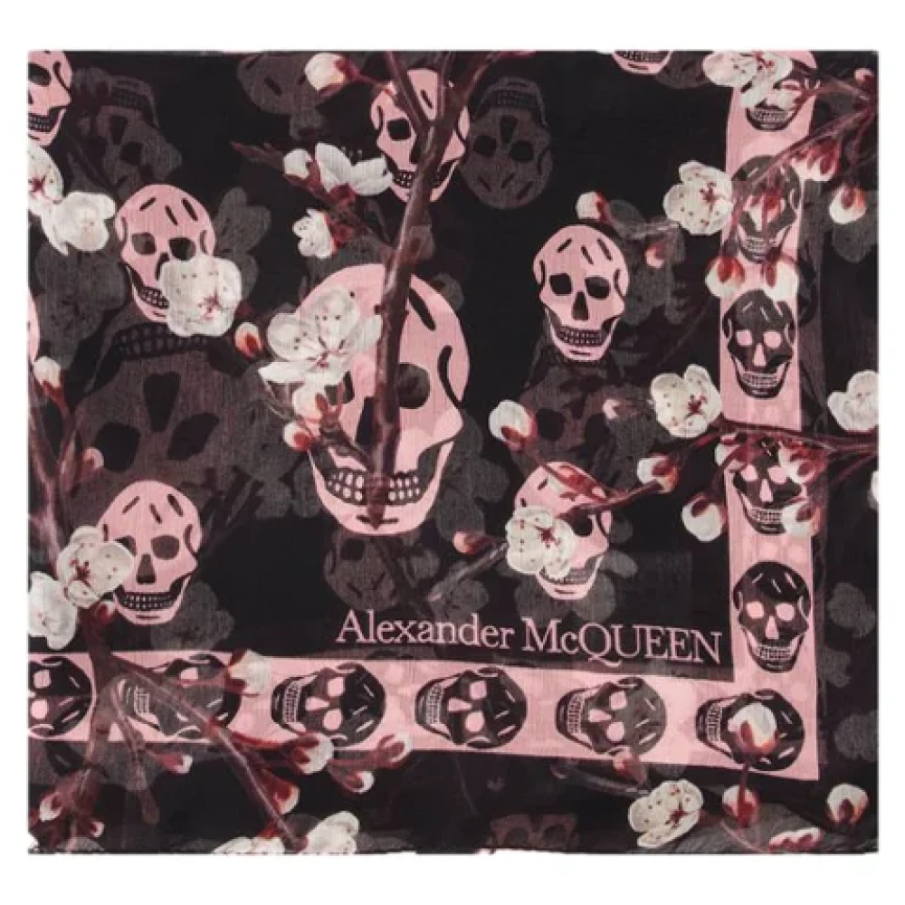 alexander mcqueen Silk scarves Black Dames