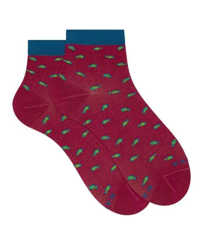 chaussettes-courtes-en-coton-a-motif-de-poissons-fuchsia-bicolores-pour-femmes