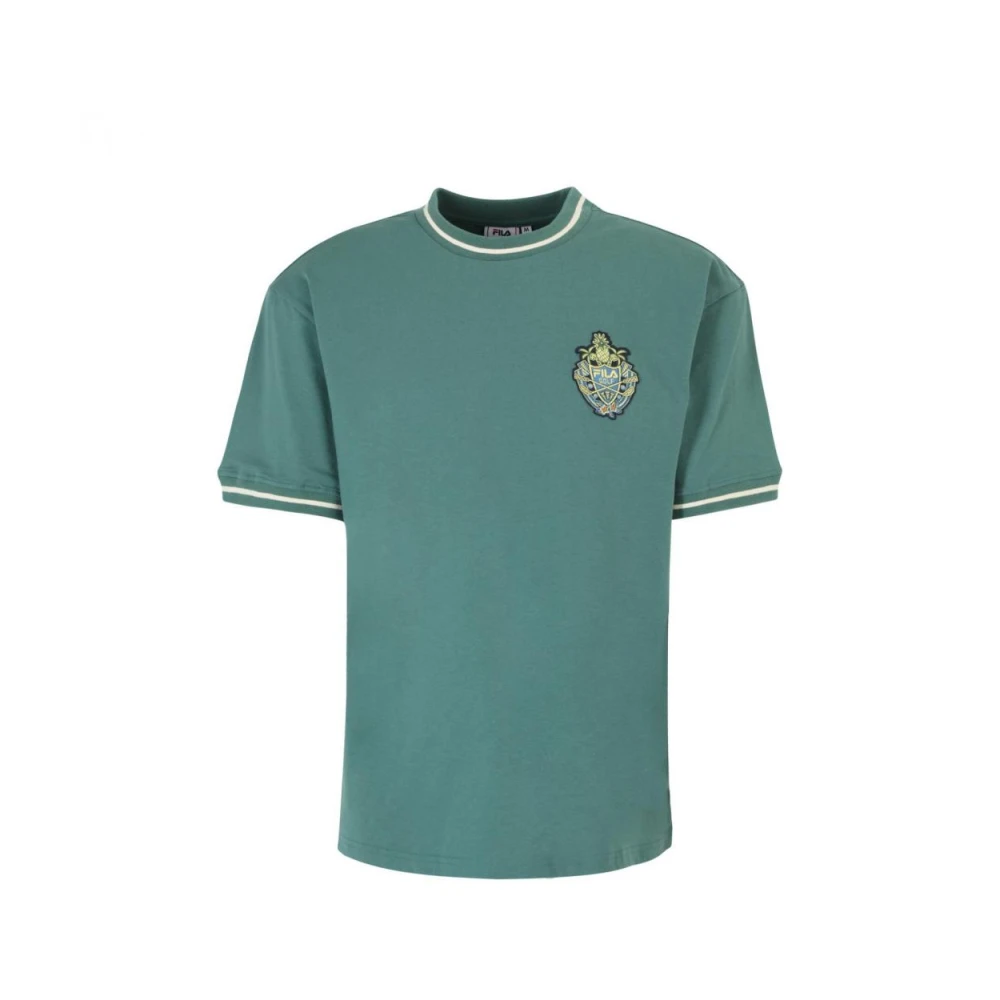 Fila Katoenen T-shirt Wit Lineair Logo Green Heren