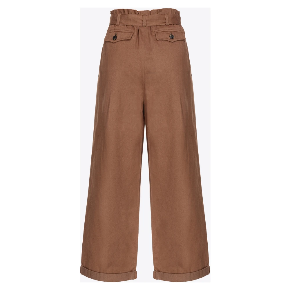 pinko Wijde Rechte Pijp Katoenen Broek Brown Dames
