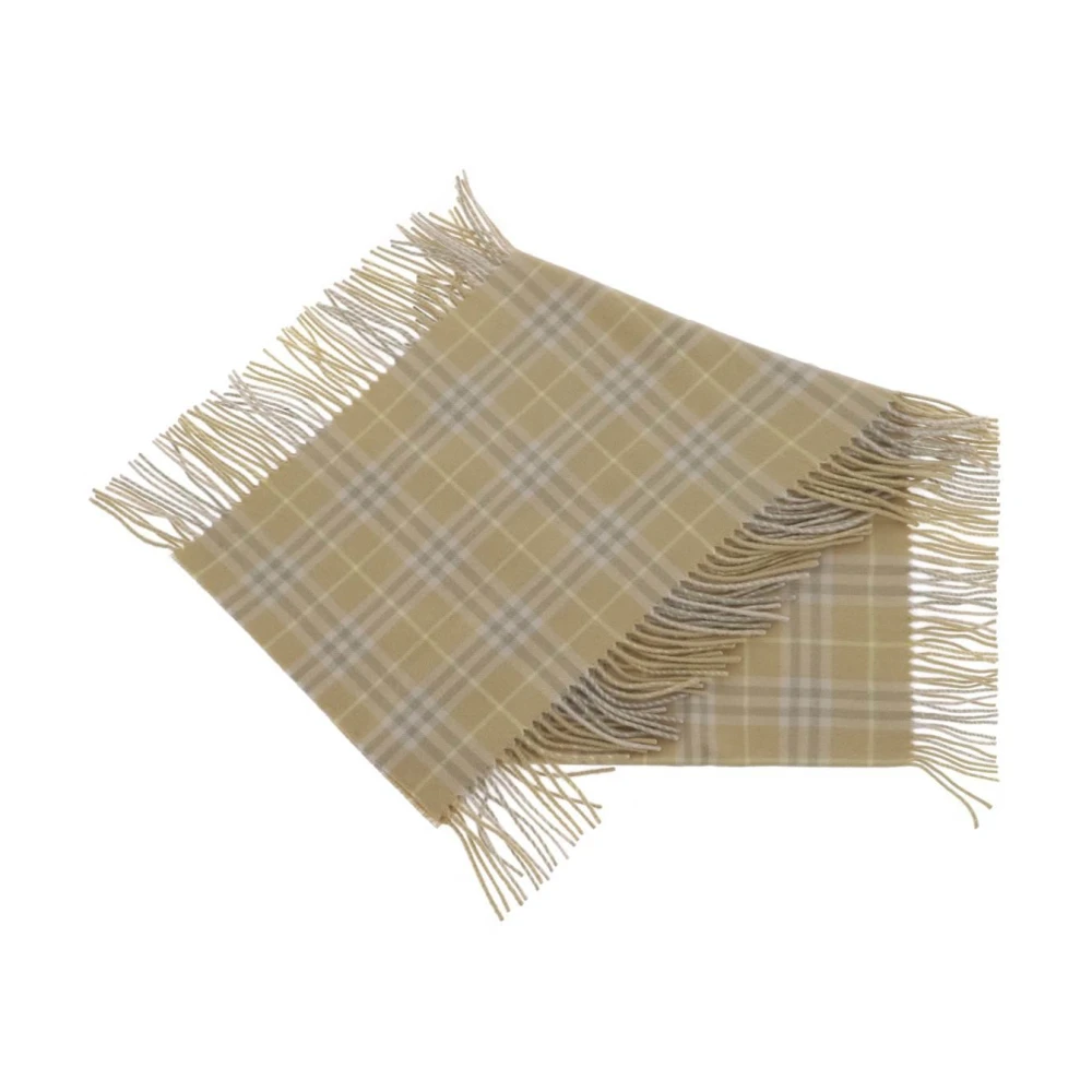 Burberry Check Cashmere Sjaal met Franjes Beige Dames